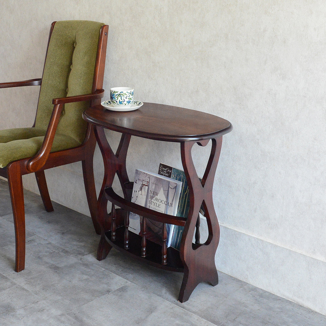 クラシック サイドテーブル (オーバル・マガジンラック付き） 27