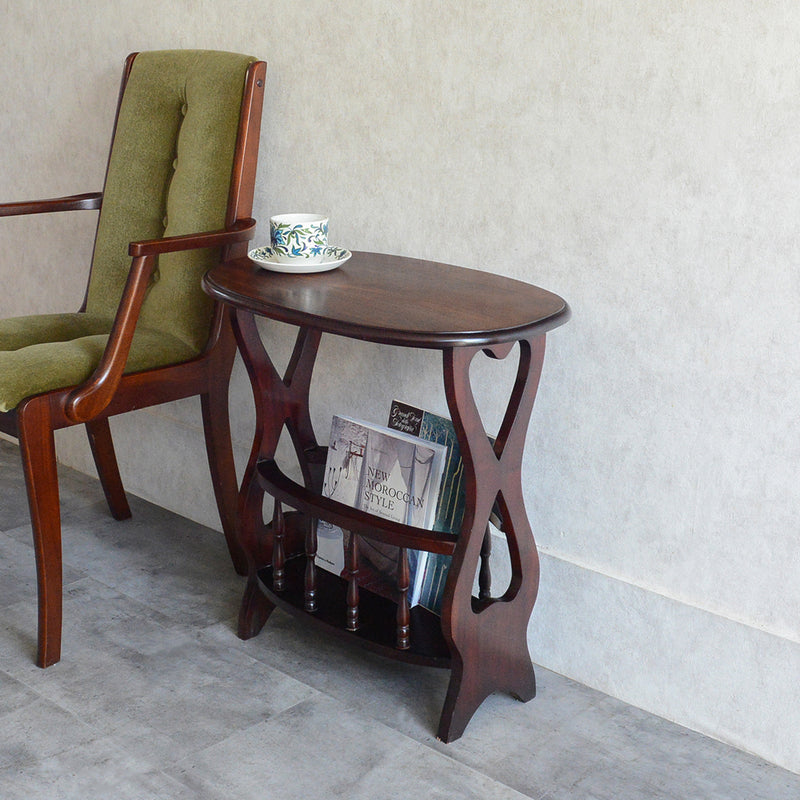 クラシック サイドテーブル (オーバル・マガジンラック付き） 27