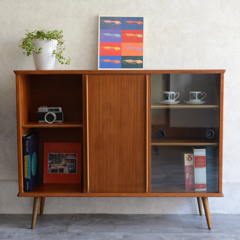 60s チーク ガラスキャビネット 39 (木扉付）