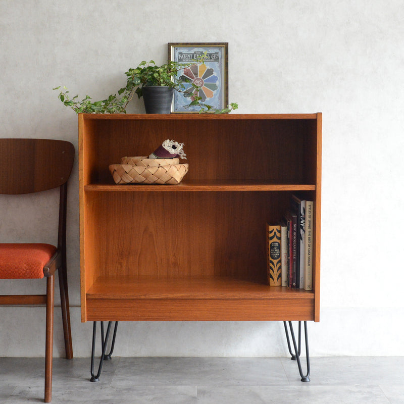 デンマーク チークオープンシェルフ 8-50 (アイアンレッグ)