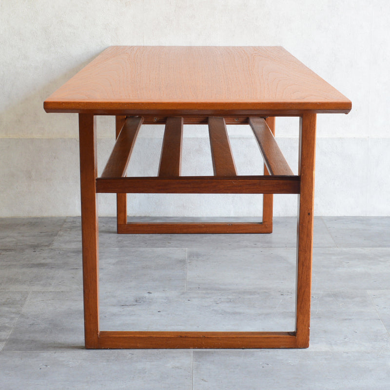 60Sチークローテーブル(ラダー棚）25 (天板剥離再塗装済）