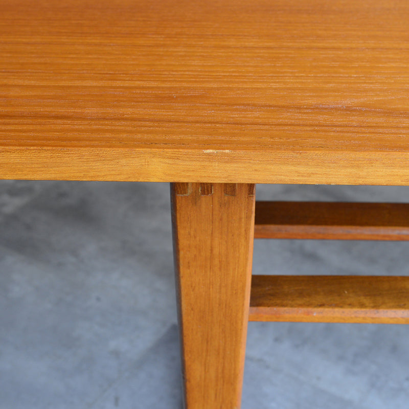 60Sチークローテーブル(ラダー棚）25 (天板剥離再塗装済）