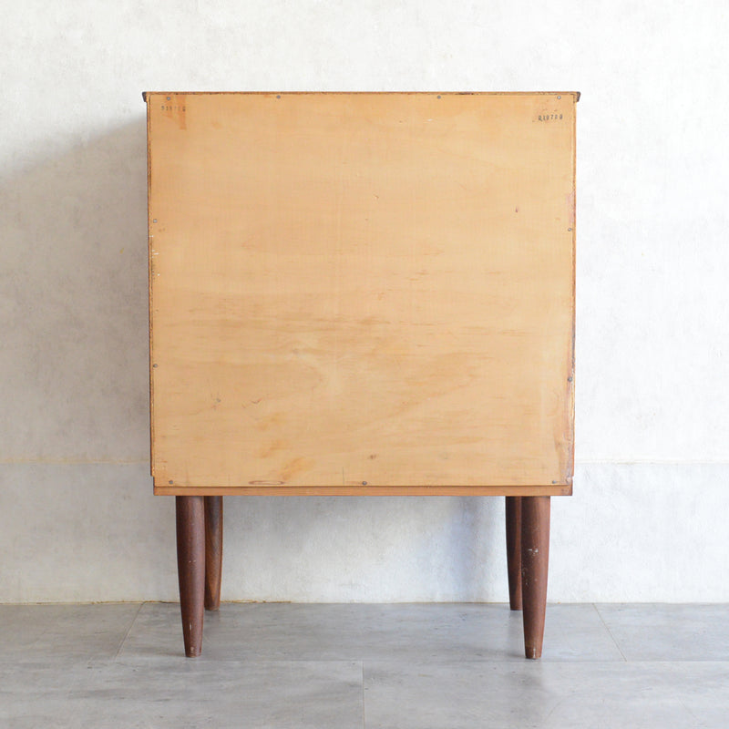 060124h06125　デンマークヴィンテージ  チーク３段スモールチェスト 5-129