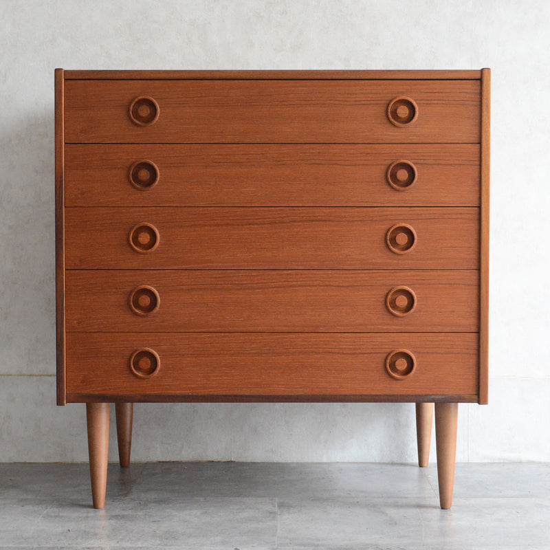 デンマーク ヴィンテージ  チーク５段チェスト 3-53