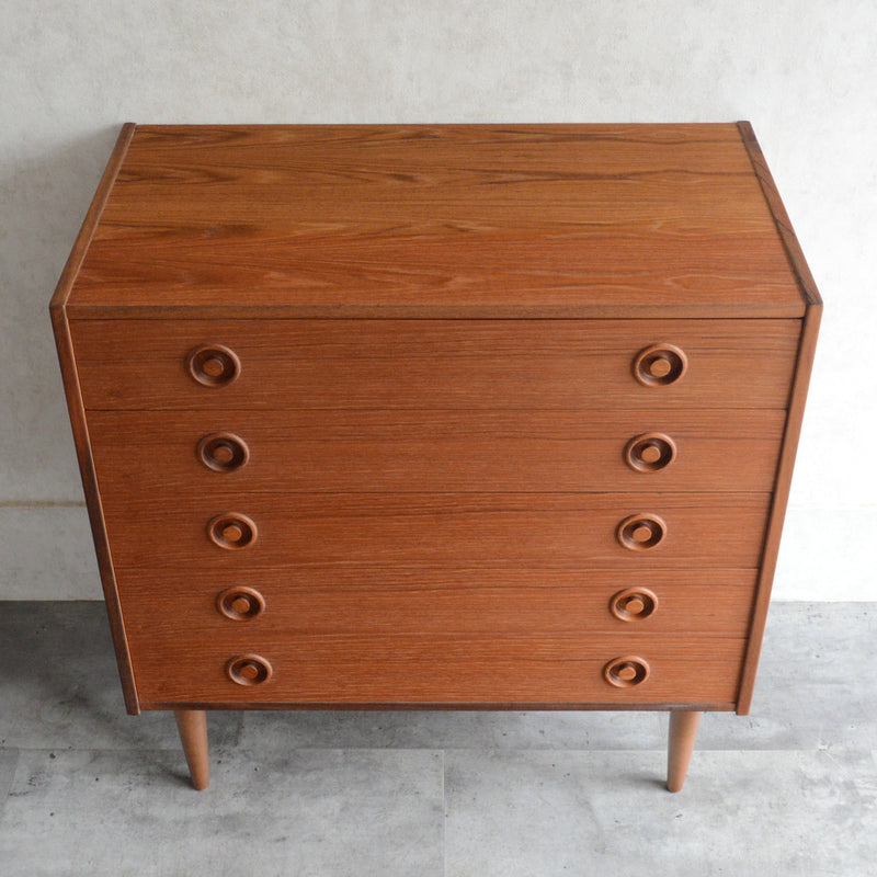 デンマーク ヴィンテージ  チーク５段チェスト 3-53