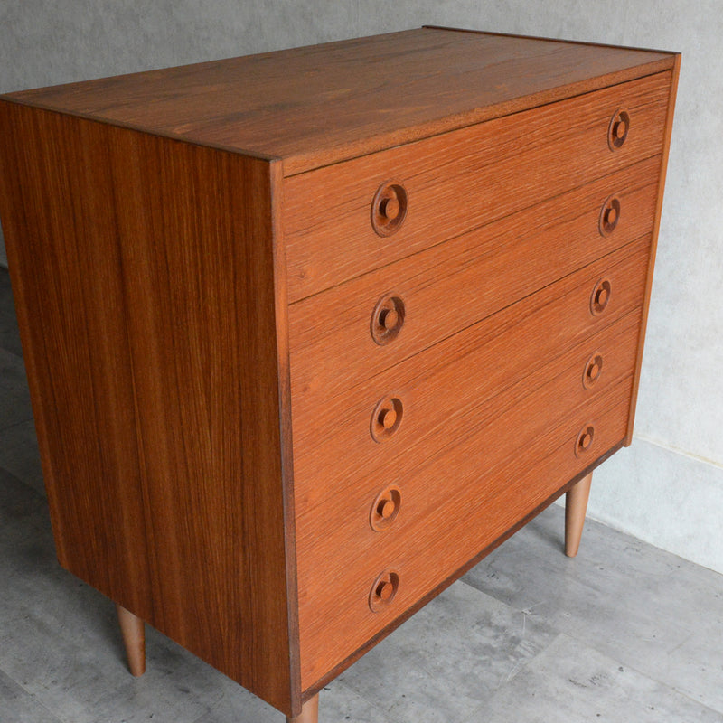 デンマーク ヴィンテージ  チーク５段チェスト 3-53