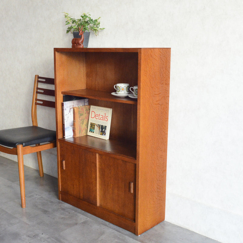 ミッドセンチュリー ヴィンテージ　ガラスキャビネット97(木扉付）