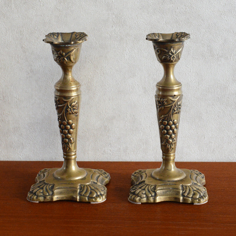 イギリスヴィンテージ　キャンドルスタンド　2台セット（葡萄)