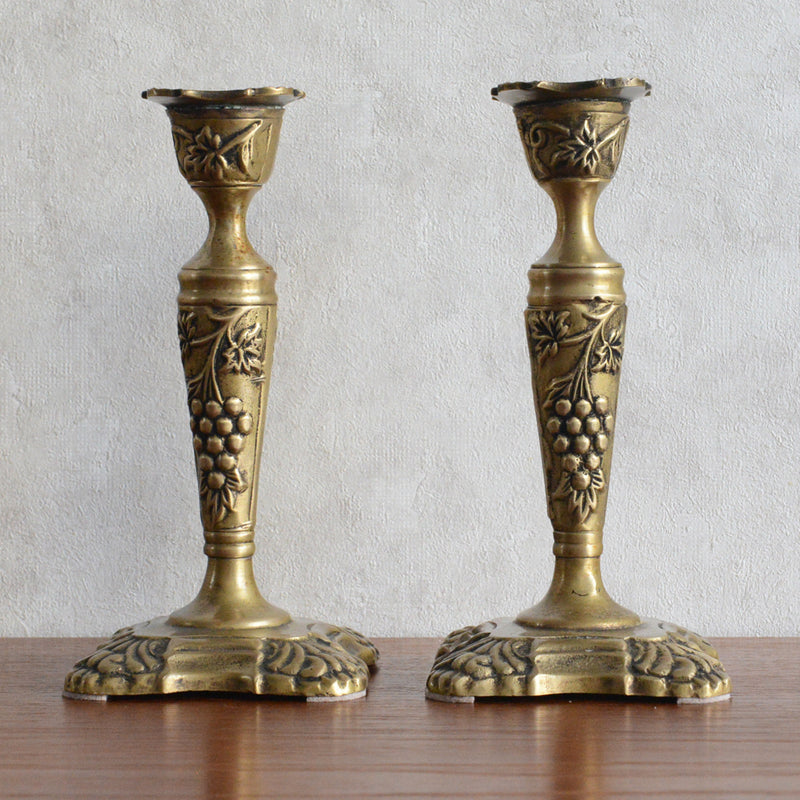 イギリスヴィンテージ　キャンドルスタンド　2台セット（葡萄)