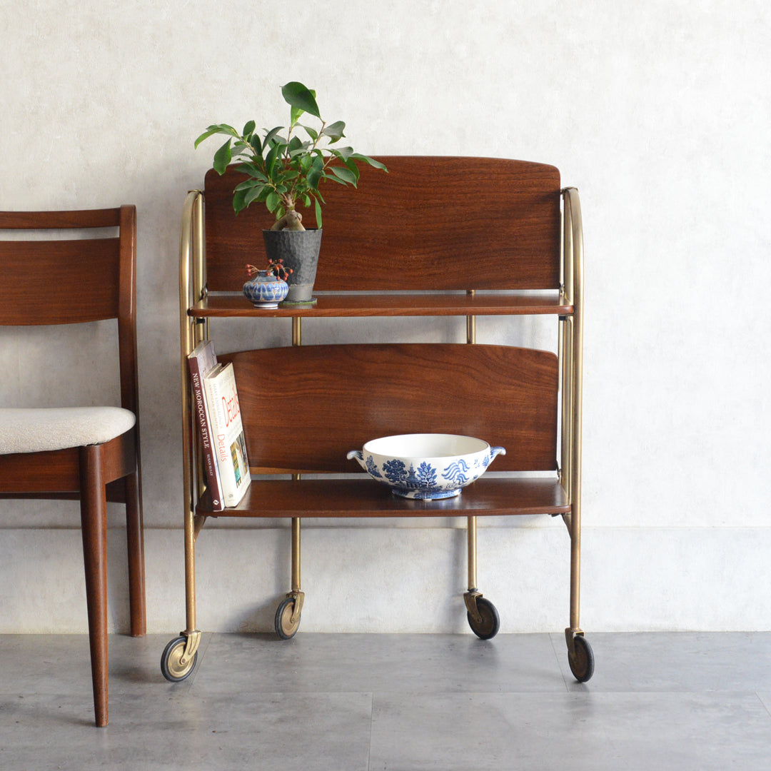 ヴィンテージトローリー/サイドテーブル（拡張・折り畳み可）