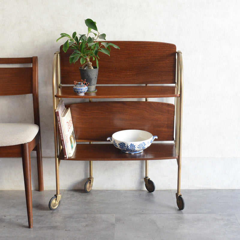 ヴィンテージトローリー/サイドテーブル（拡張・折り畳み可）