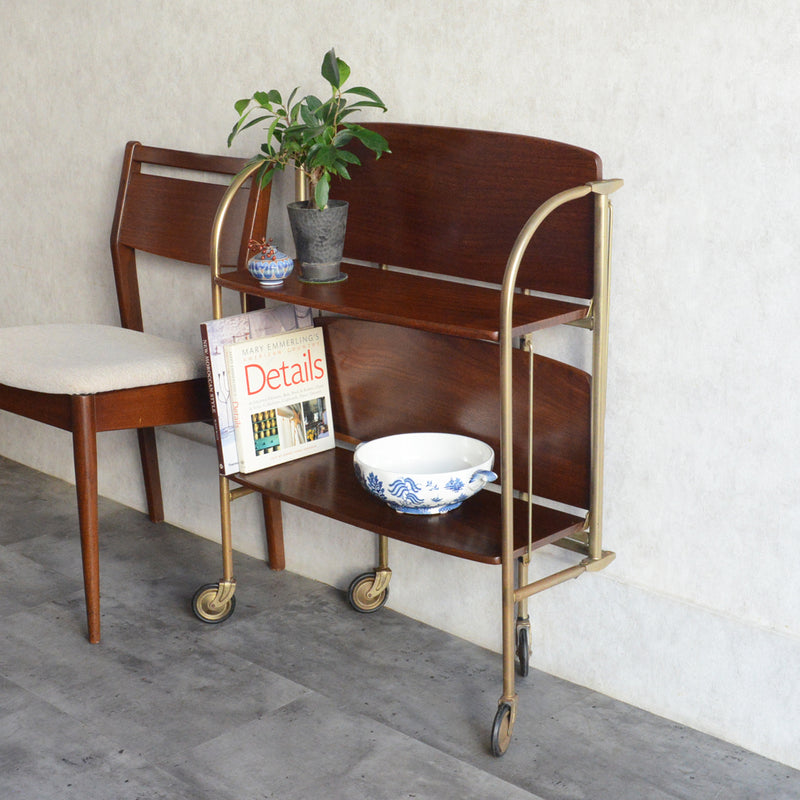 ヴィンテージトローリー/サイドテーブル（拡張・折り畳み可）