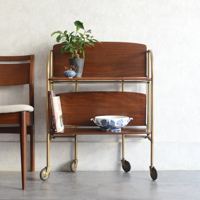 ヴィンテージトローリー/サイドテーブル（拡張・折り畳み可）