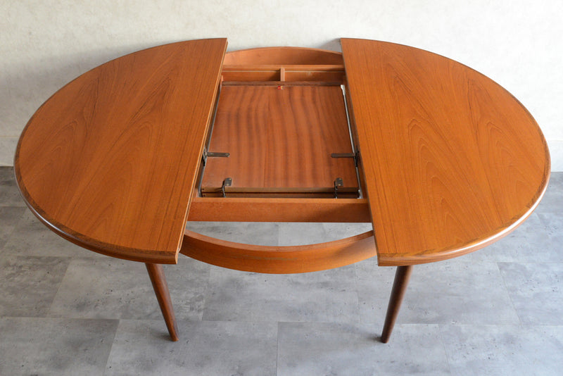 G-PLANジープラン エクステンション ラウンドダイニングテーブル 108(天板剥離再塗装）