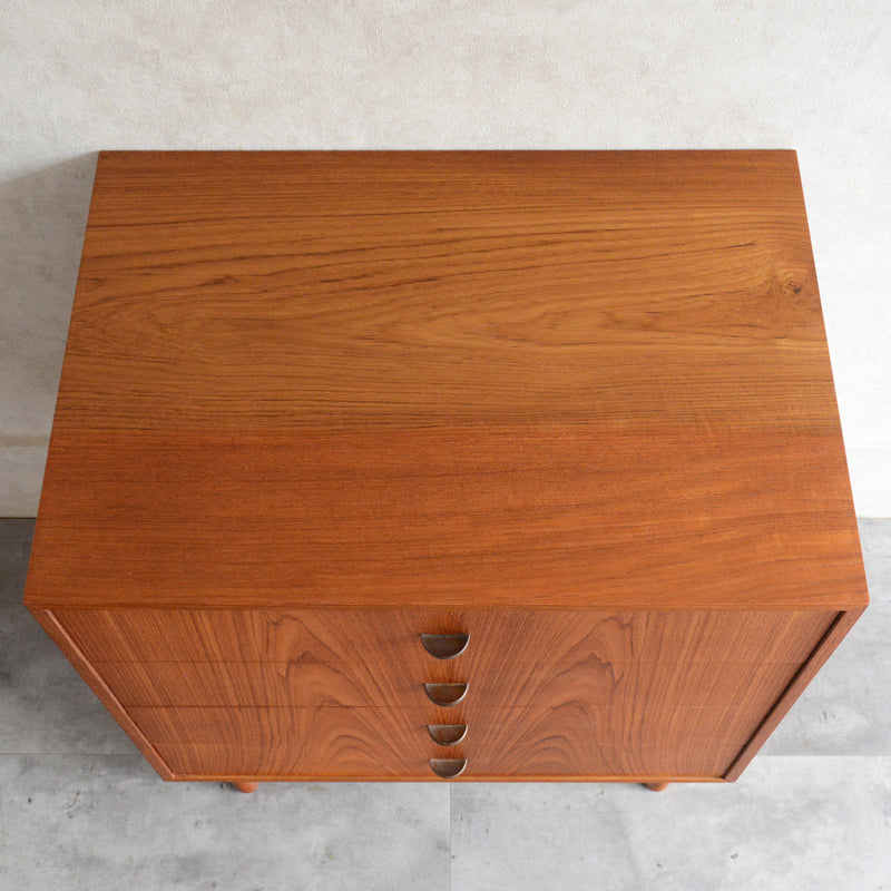 デンマークヴィンテージ  チーク４段スモールチェスト 6-75