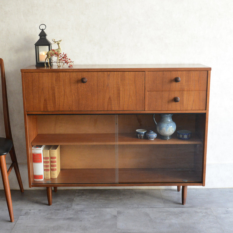 AVALON アバロン ガラスキャビネット 84  (抽斗・フラップ扉付）