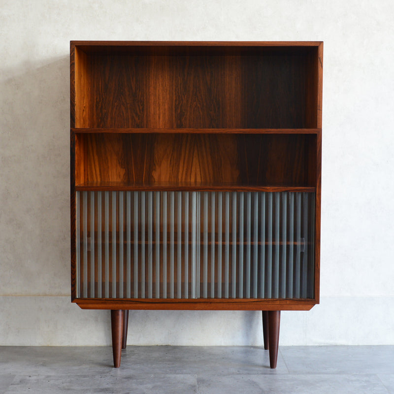 デンマーク ヴィンテージ　ローズウッド シェルフ3-36(ガラス戸付）