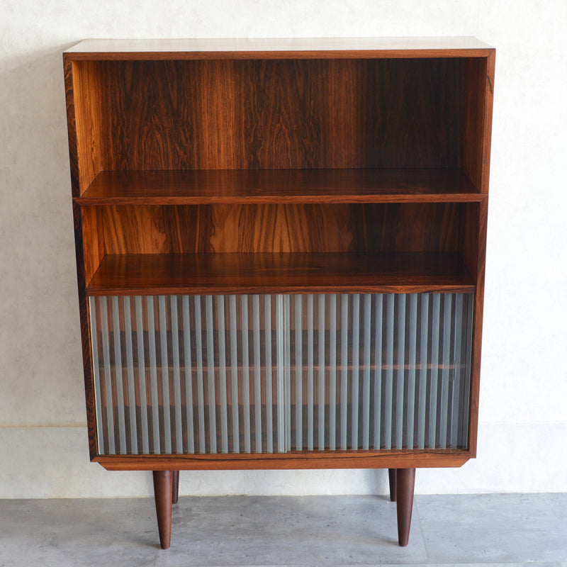 デンマーク ヴィンテージ　ローズウッド シェルフ3-36(ガラス戸付）