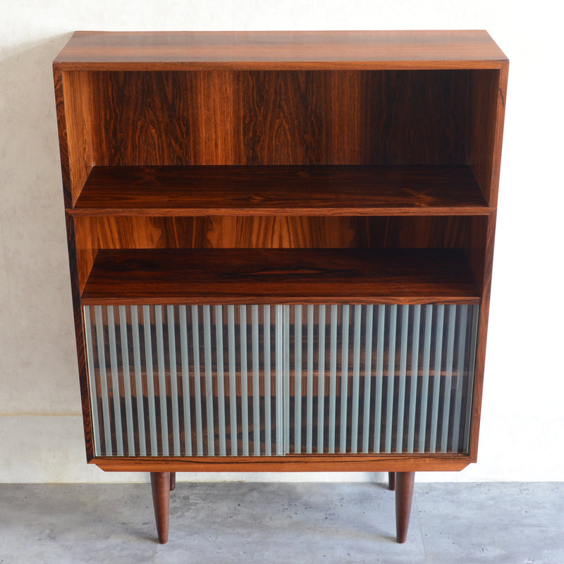 デンマーク ヴィンテージ　ローズウッド シェルフ3-36(ガラス戸付）