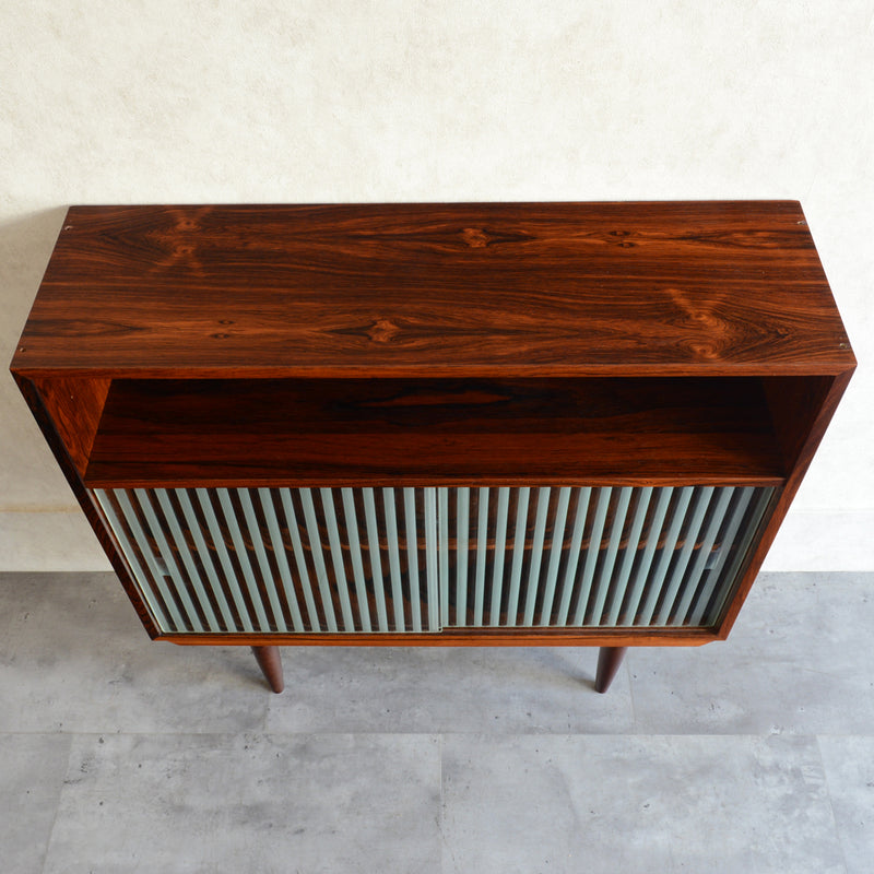 デンマーク ヴィンテージ　ローズウッド シェルフ3-36(ガラス戸付）