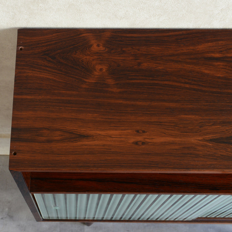 デンマーク ヴィンテージ　ローズウッド シェルフ3-36(ガラス戸付）