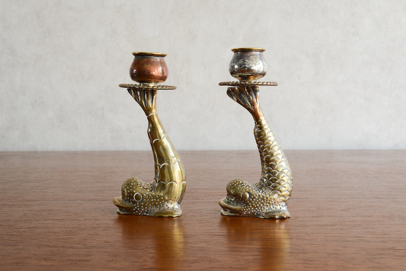 ヴィンテージ 　さかなキャンドルホルダー2個セット