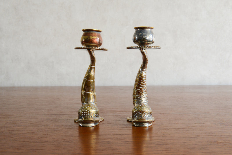 ヴィンテージ 　さかなキャンドルホルダー2個セット