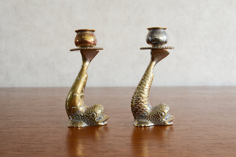 ヴィンテージ 　さかなキャンドルホルダー2個セット