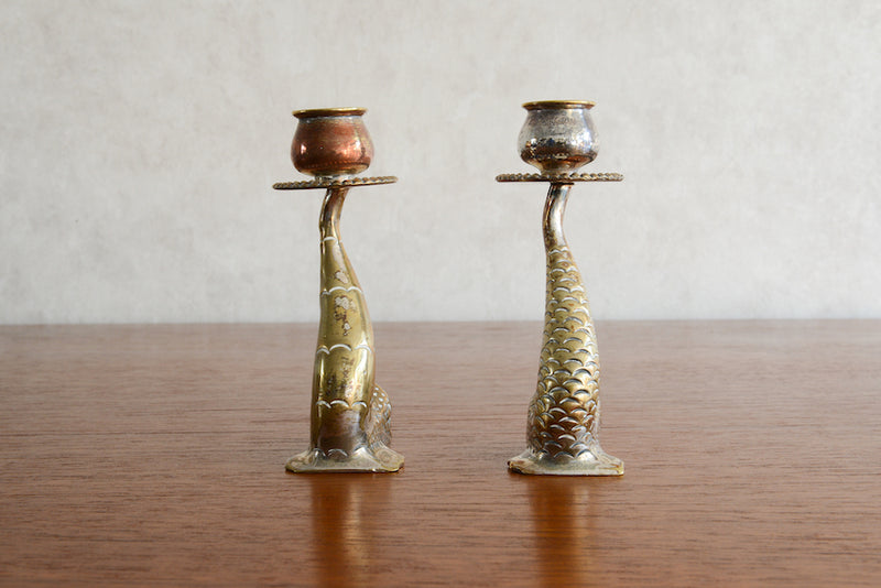 ヴィンテージ 　さかなキャンドルホルダー2個セット