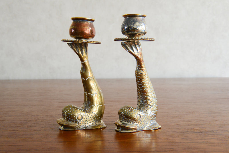 ヴィンテージ 　さかなキャンドルホルダー2個セット