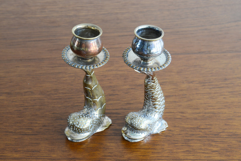 ヴィンテージ 　さかなキャンドルホルダー2個セット