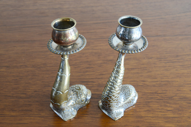 ヴィンテージ 　さかなキャンドルホルダー2個セット