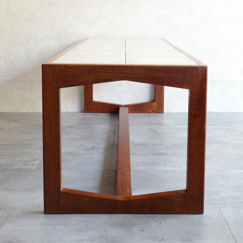 タイルトップ　ヴィンテージ ローテーブル03(IVORY)