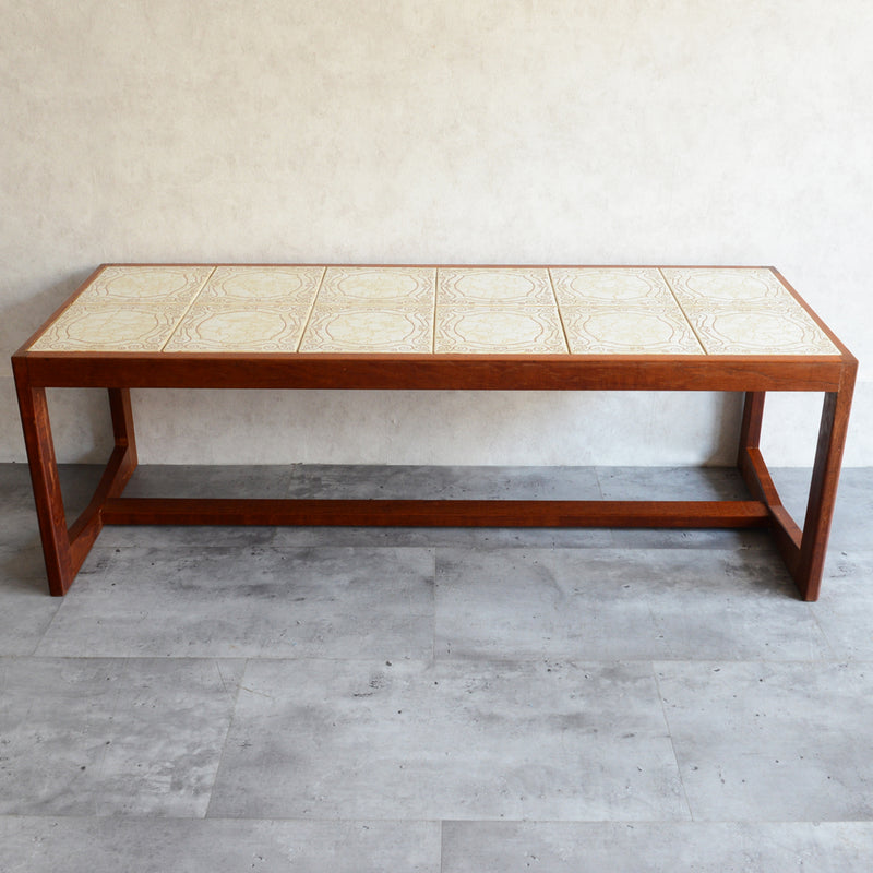 タイルトップ　ヴィンテージ ローテーブル03(IVORY)