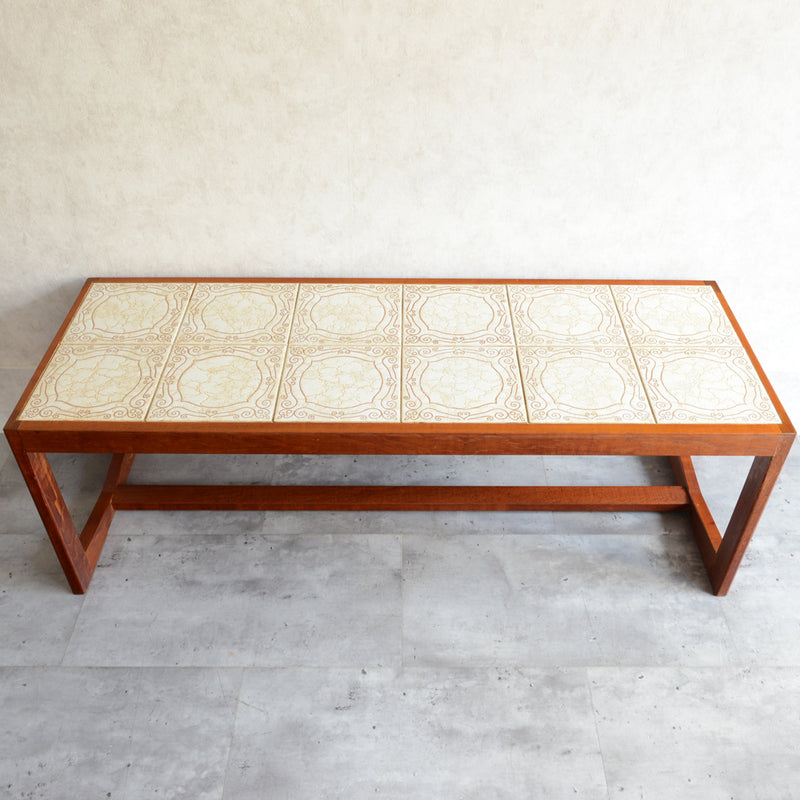 タイルトップ　ヴィンテージ ローテーブル03(IVORY)