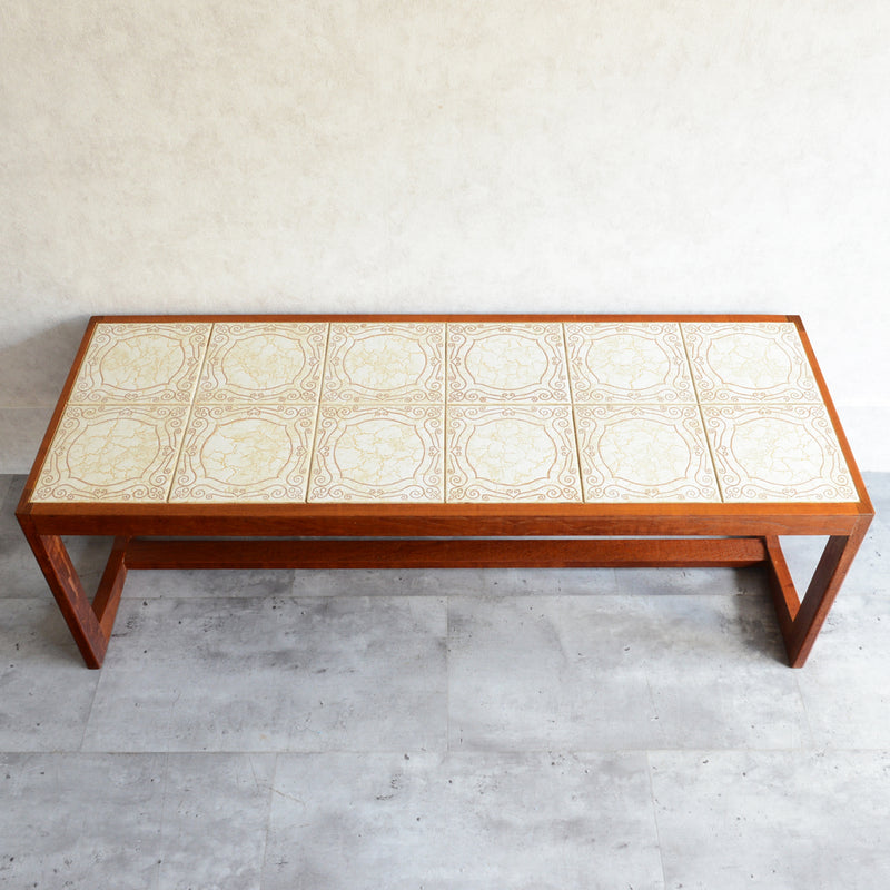 タイルトップ　ヴィンテージ ローテーブル03(IVORY)