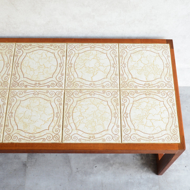 タイルトップ　ヴィンテージ ローテーブル03(IVORY)