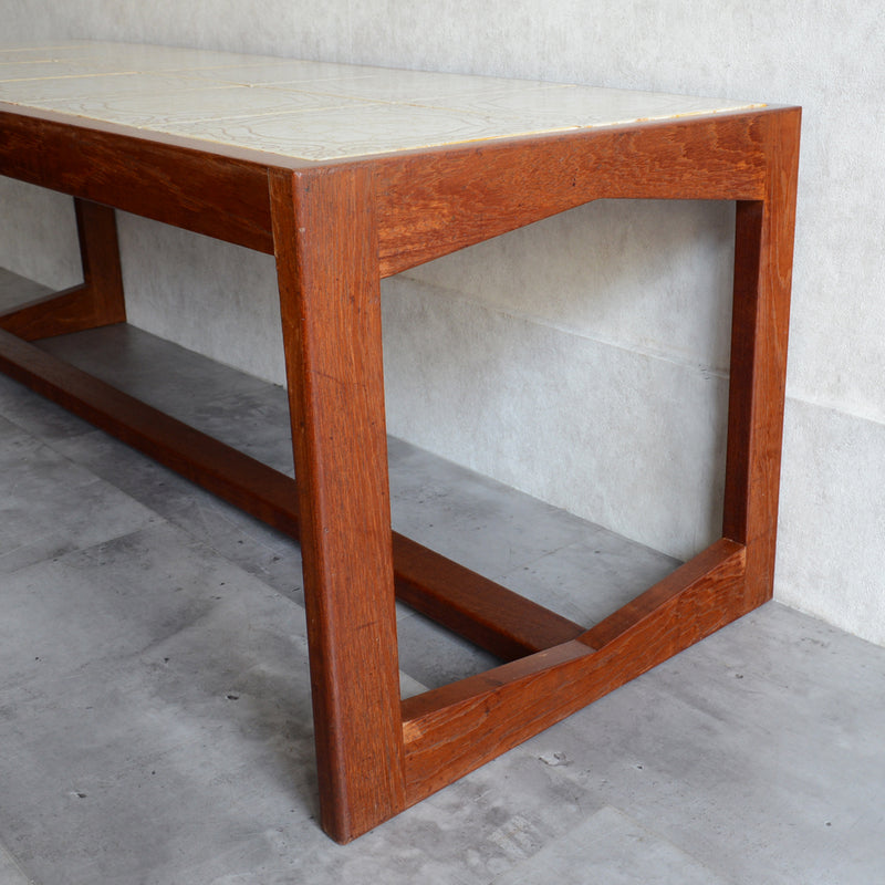 タイルトップ　ヴィンテージ ローテーブル03(IVORY)