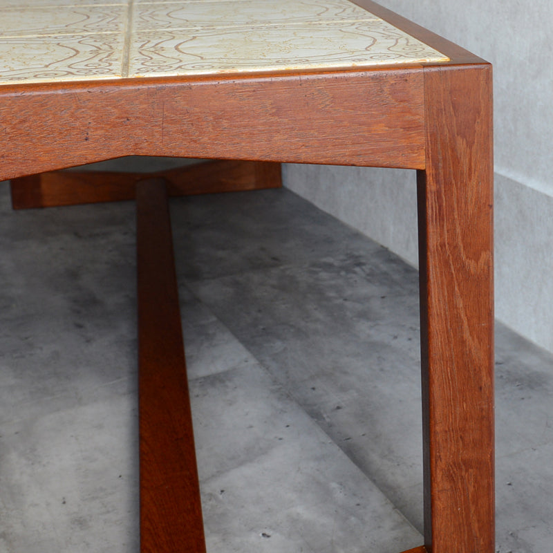 タイルトップ　ヴィンテージ ローテーブル03(IVORY)