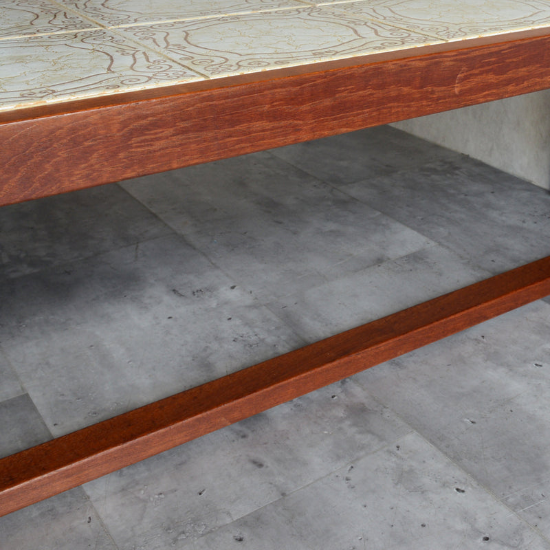 タイルトップ　ヴィンテージ ローテーブル03(IVORY)