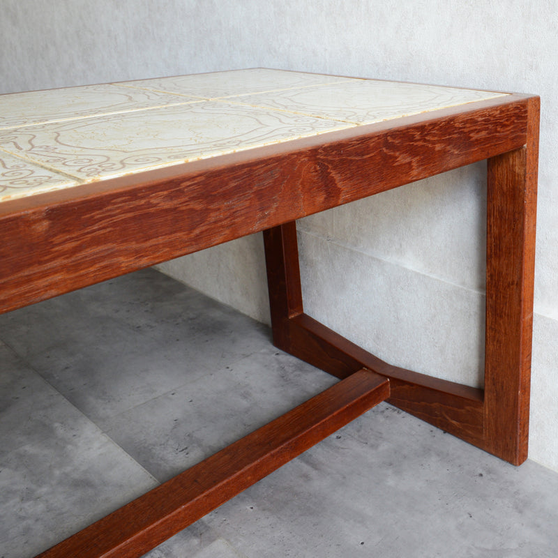 タイルトップ　ヴィンテージ ローテーブル03(IVORY)