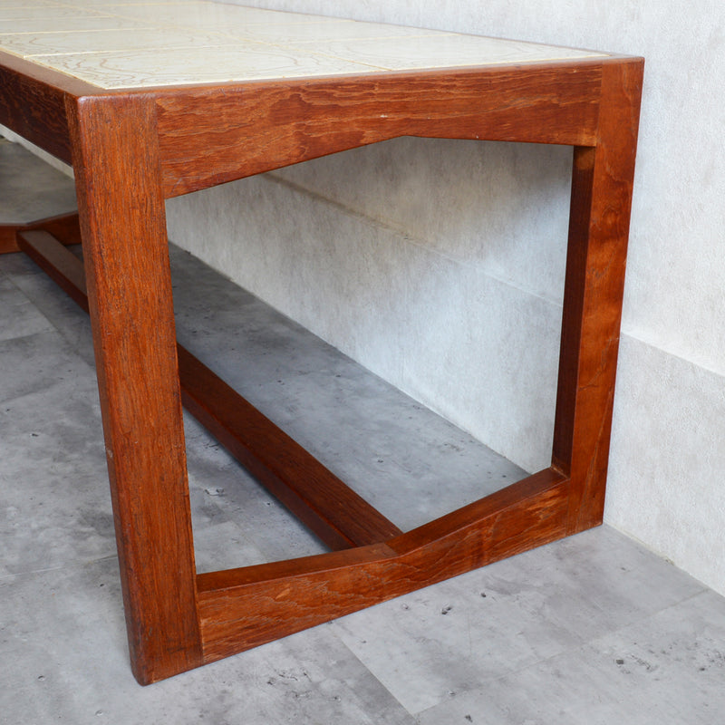 タイルトップ　ヴィンテージ ローテーブル03(IVORY)