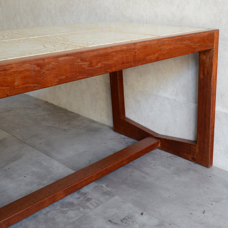 タイルトップ　ヴィンテージ ローテーブル03(IVORY)