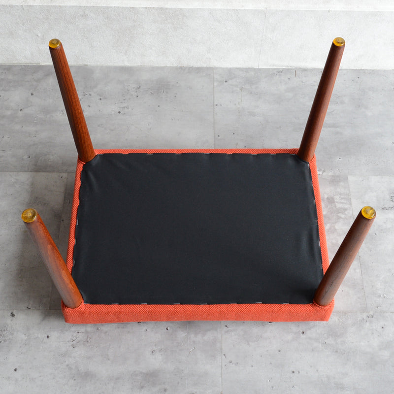 デンマーク ヴィンテージ スツール(張替橙）