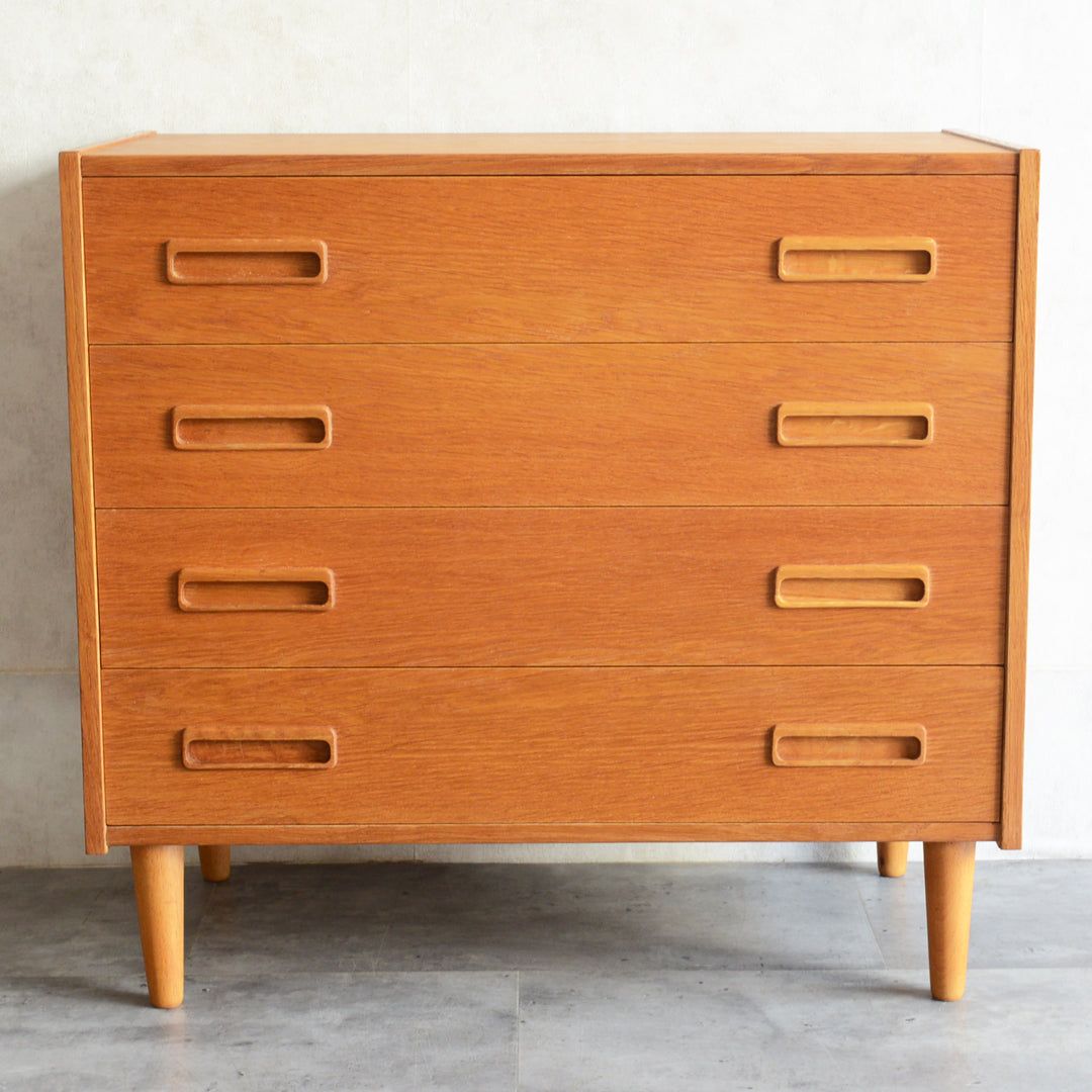 デンマークヴィンテージ  オーク4段チェスト3-4 (ウッドオイル仕上）