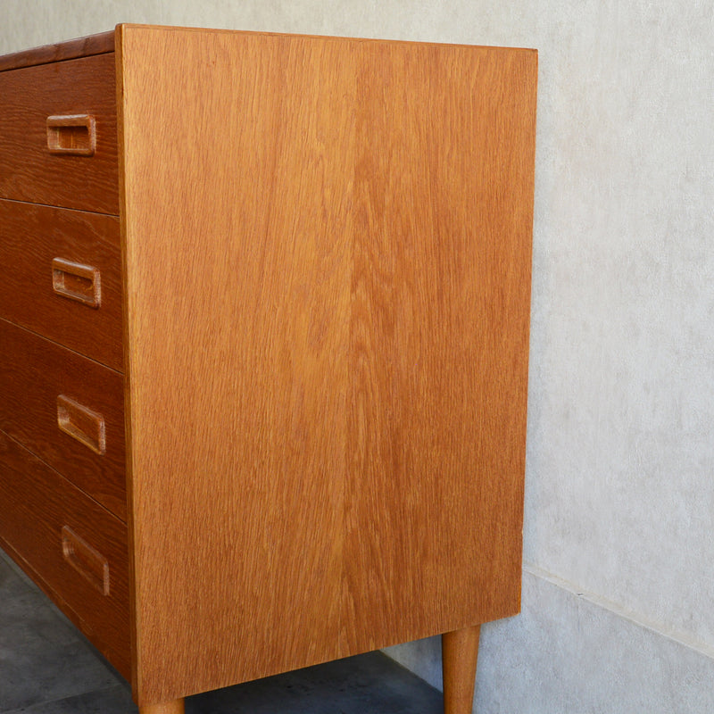 デンマークヴィンテージ  オーク4段チェスト3-4 (ウッドオイル仕上）