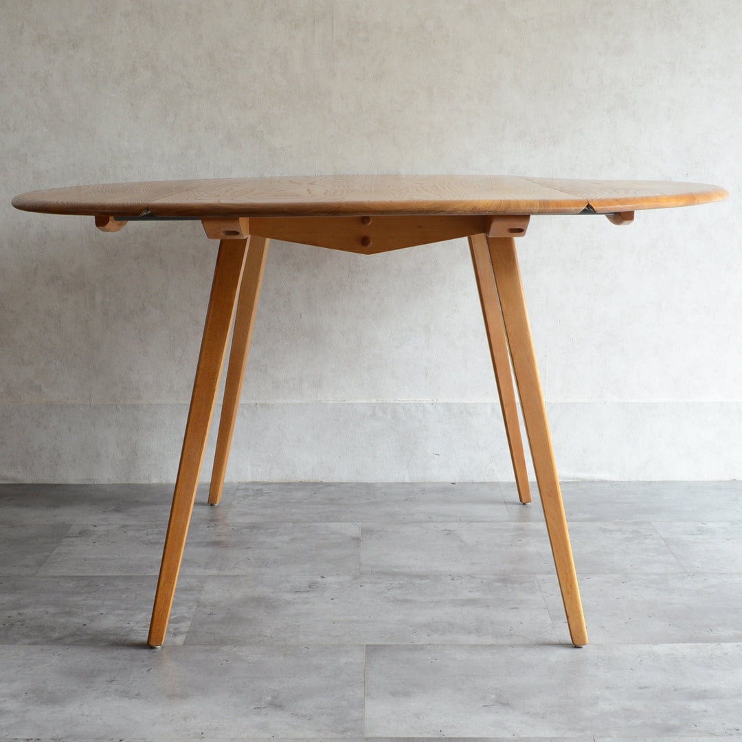 T様予約商品 ERCOL アーコール ラウンド ドロップリーフテーブル ⑤（天板剥離再塗装済）