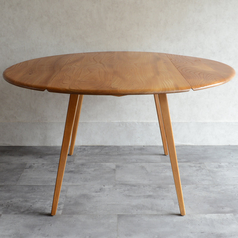 T様予約商品 ERCOL アーコール ラウンド ドロップリーフテーブル ⑤（天板剥離再塗装済）