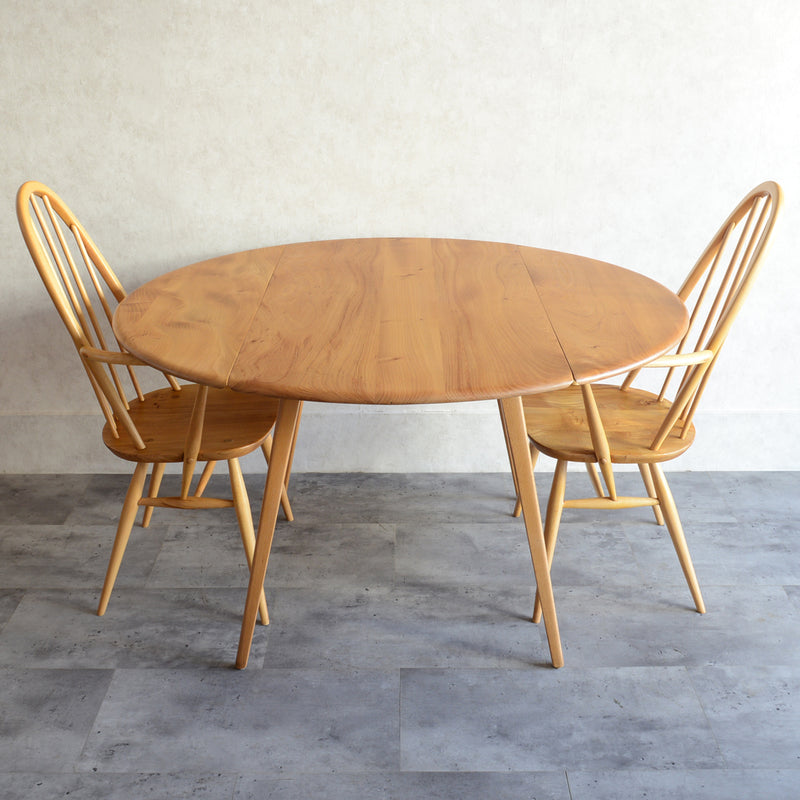 ERCOL アーコール ラウンド ドロップリーフテーブル 10（天板剥離再塗装済）