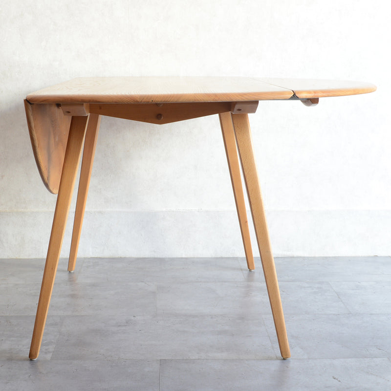 ERCOL アーコール ラウンド ドロップリーフテーブル 10（天板剥離再塗装済）